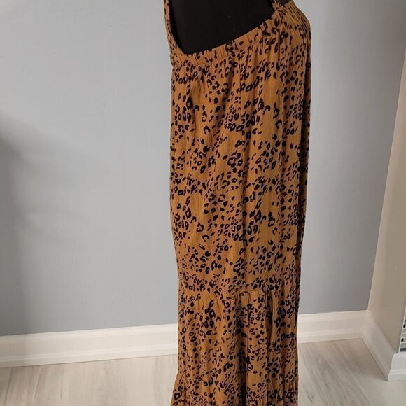 NWOT FRENCH GREY Maxi Dress w Shoulder Ties Brown & Black Animal Print Size M - Picture 9 of 14